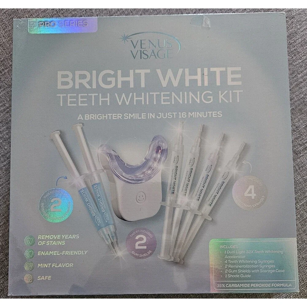 Venus Visage Bright White Teeth Whitening Kit with LED Light 10/2026 - NEW